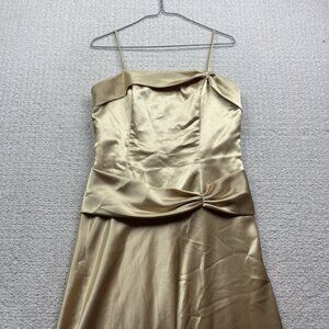 Vintage Aspeed Satin Gold Maxi Dress Women’s Size M Evening Gown Party Formal